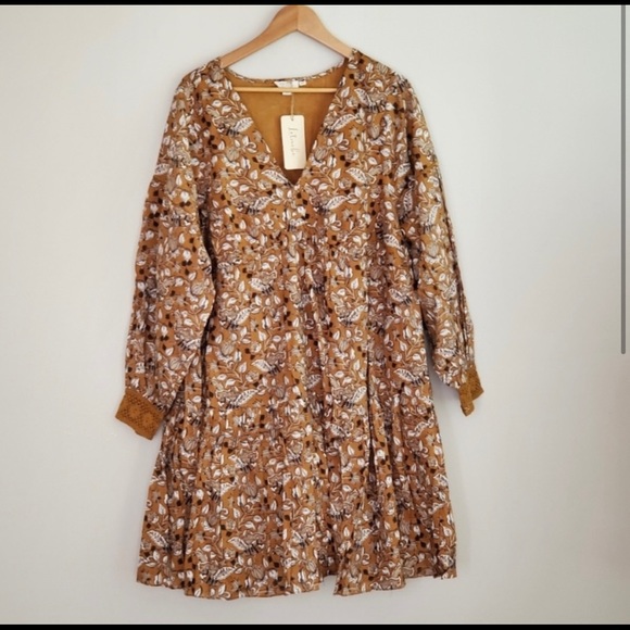 Anthropologie Dress Let Me Be Jemma Tan Size 8 Boho - Picture 2 of 16
